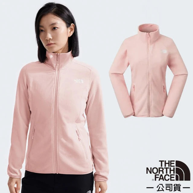 The North Face 女 舒適保暖立領抓絨外套.保暖夾克.休閒運動戶外夾克(8AYF-LK6 柔霧粉)