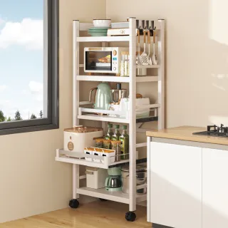 【慢慢家居】五層60寬-廚房可移動置物電器架(鐵架/收納/櫃子/電器櫃/層架)