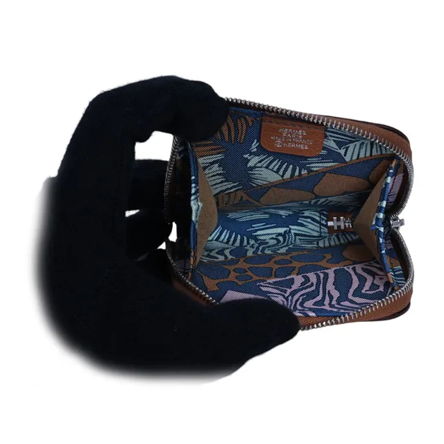 【Hermes 愛馬仕】Silkin Evercolor皮 絲巾內裡零錢包(金棕色)