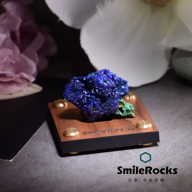 【SmileRocks 石麥】石麥水晶原礦  藍銅礦原礦 No.6225311130(SmilePad 6X6底板)