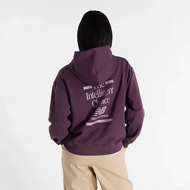 【NEW BALANCE】NB 圖案連帽上衣 長袖上衣 帽T 女款 紫色(WT43552PLN-F)