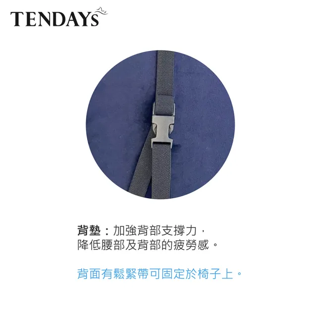 【TENDAYS】DISCOVERY辦公室背墊+椅墊 組合(丈青蜜絲絨 腰墊&坐墊)