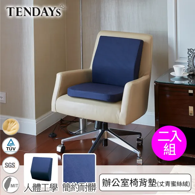 【TENDAYS】DISCOVERY辦公室背墊+椅墊 組合(丈青蜜絲絨 腰墊&坐墊)