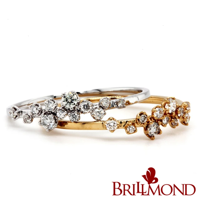 BRILLMOND JEWELRY 18K金 天然鑽石 15分 鑽石線戒 繁星鑽戒雙色選(18K金台 天然鑽石總重15分)