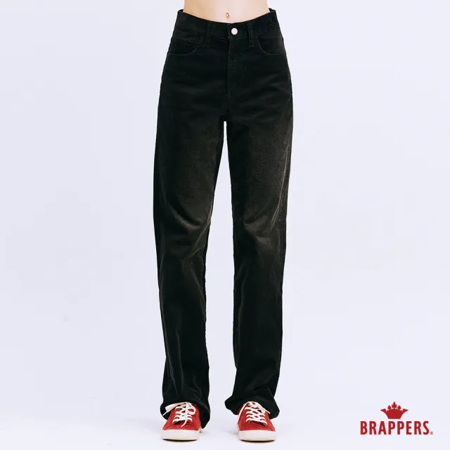 【BRAPPERS】女款 Boy friend系列-中腰彈性大直筒褲(黑)