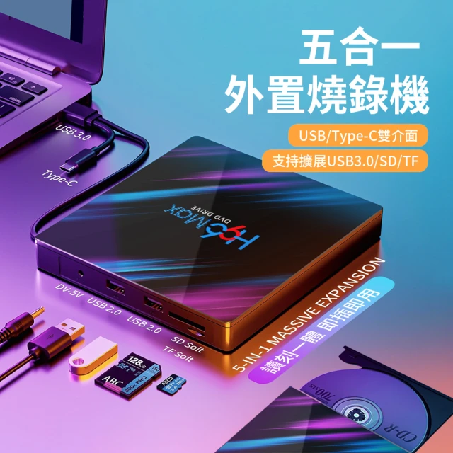 ANTIAN USB/Type-C雙口外接式CD/DVD光碟機 五合一多功能讀取燒錄機 行動光驅 可插卡/U盤刻錄機