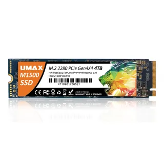 【UMAX】M1500 M.2 2280 PCIe 4TB SSD TLC固態硬碟(Gen4x4)