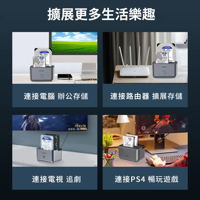 【GODO】USB3.0 Gen1 2.5/3.5吋SATA SSD硬碟拷貝機 雙槽移動硬碟外接盒 外置外接硬碟轉接盒 桌機筆電對拷機