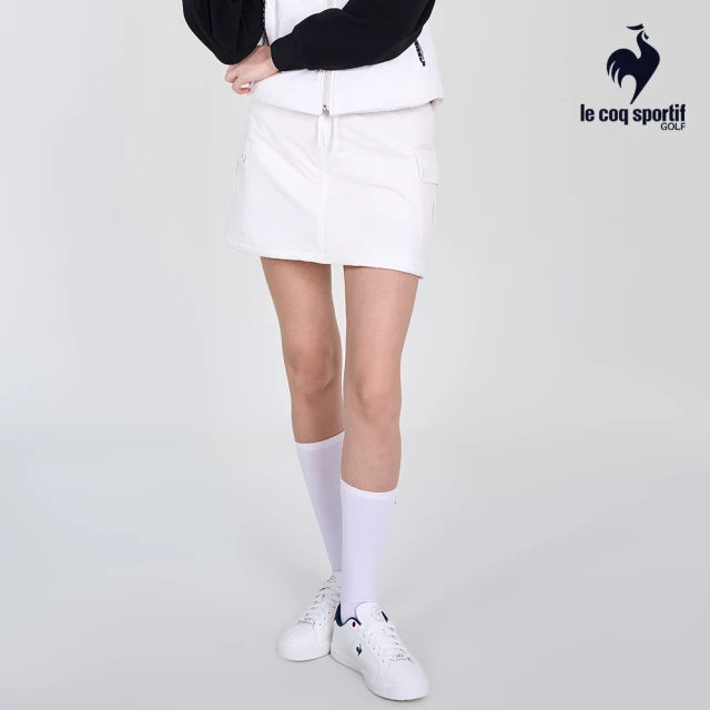 LE COQ SPORTIF 公雞 高爾夫系列 女款白色抽繩口袋造型短裙QLU8R705