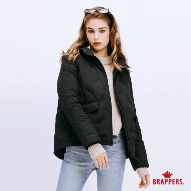 【BRAPPERS】女款 壓紋連帽羽絨外套(黑)