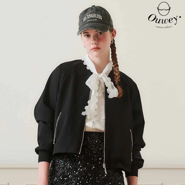 OUWEY 歐薇 閃耀復古亮片短褲裙(黑；S-L；32431