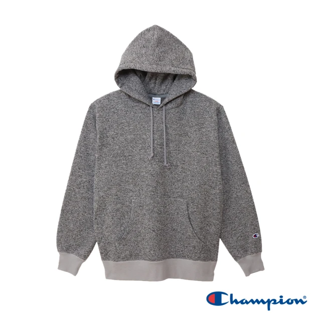 Champion 官方直營-CASUAL刺繡C標保暖毛圈長袖連帽TEE-男(灰色)
