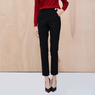 【HONOR 山形屋】經典時尚釦飾修身長褲-黑(MOMO獨家限定)