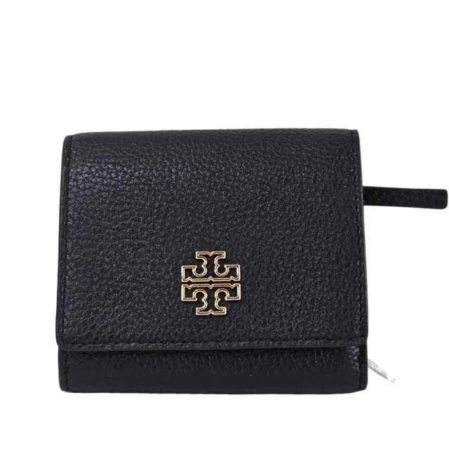 【TORY BURCH】TB Britten 金框簍空LOGO荔枝紋三折短夾(贈原廠紙袋送禮)