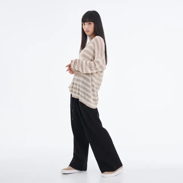 【5th STREET】雙11 女裝 長褲 寬褲 高腰 休閒褲 黑色(967134)
