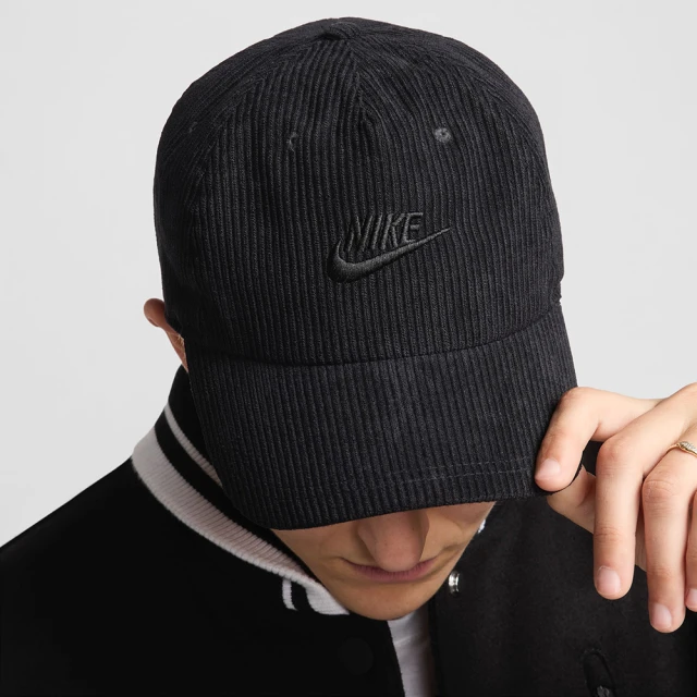 NIKE 耐吉 帽子 男女款 中性款 棒球帽 運動帽 燈芯絨 U NK CLUB CAP U CB CORD F24 L 黑 HF8919-010