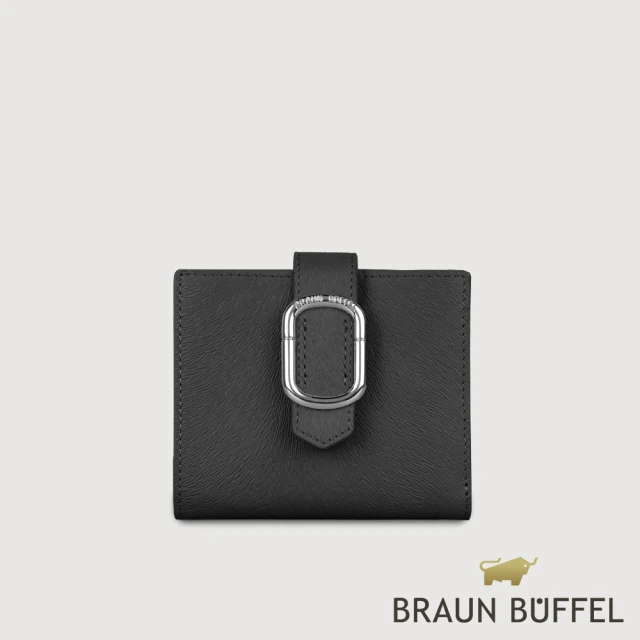 BRAUN BUFFEL 德國小金牛 台灣總代理 瑟魯爾-A 6卡兩折短夾-黑色(BF845-404-BK)