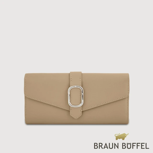 BRAUN BUFFEL 德國小金牛 台灣總代理 瑟魯爾-A 12卡兩折長夾-奶茶棕(BF845-621-SVM)