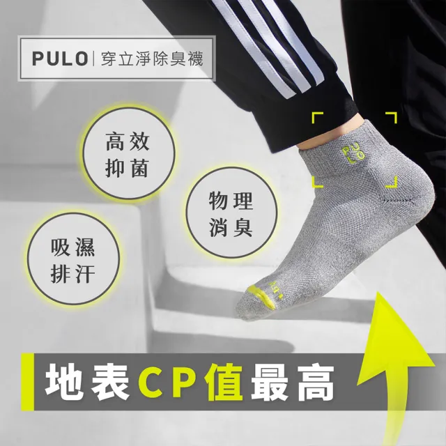 【PULO】3雙組 穿立淨微笑厚棉短筒襪(除臭襪/男女運動襪/毛巾底厚底襪/加大尺碼/防磨抗磨耐磨)腳汗人推薦