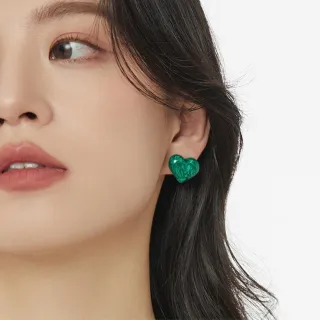 【LEEHER】大理石紋愛心耳環/流體耳環/耳針/復古耳環/簡約耳環/大耳環/Y2K耳環/日系耳環/ 