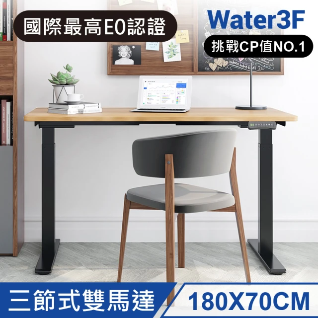 Loctek 樂歌 電動升降桌 180*70公分 三段式雙馬達USB-C+A快充版 DF1(抗噪/耐重/進階款)