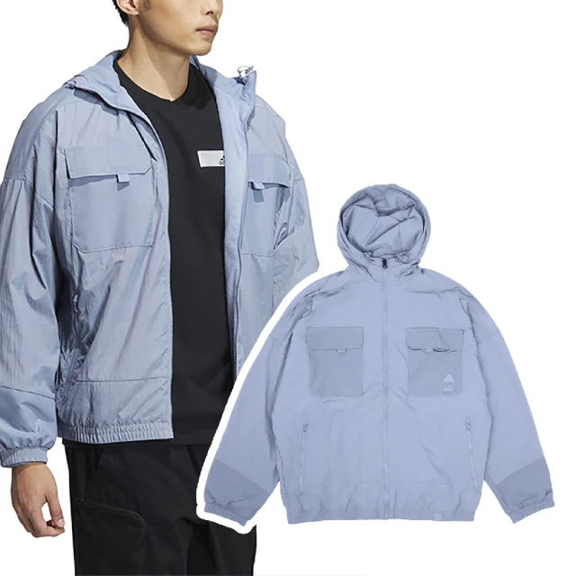 adidas 愛迪達 外套 Woven Jacket 男款 藍紫 內刷毛 保暖 防風 連帽外套 愛迪達(IA6964)