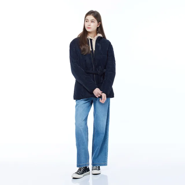 【NAUTICA】官方旗艦 女裝 百搭立領綁帶外套(黑色)