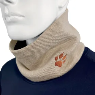 【Jack wolfskin 飛狼】彩色LOGO針織保暖圍脖 圍巾 頭帶(卡其)
