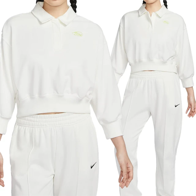 NIKE 耐吉 PHNX FLC Crop Polo GC 女款 米白色 運動 Polo衫 立領 長袖 HQ7395-133