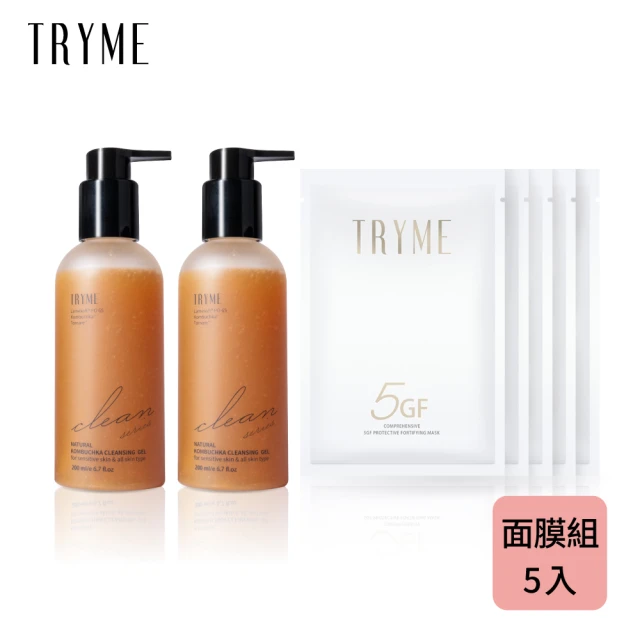 TRYME 詩朵 有酵淨化洗顏露x2瓶(200ml/瓶、贈5GF極光精萃甦活水潤面膜5片)