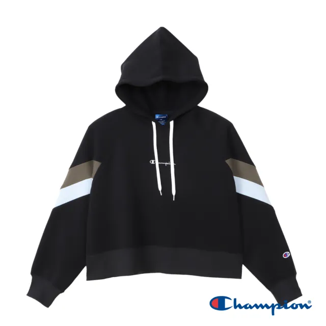 【Champion】官方直營-SPORTS 刺繡草寫LOGO磨毛寬版連帽TEE-女(4色可選)