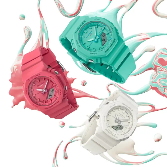 【CASIO 卡西歐】G-SHOCK WOMEN 松綠藍 簡約八角雙顯腕錶 母親節 禮物 推薦(GMA-P2100-2A)