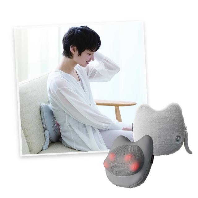 【台隆手創館】ATEX LOURDES貓形無線按摩靠枕-灰色140GR(按摩枕 按摩抱枕)