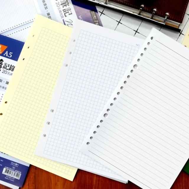 【SEASON 四季紙品禮品】A5補充頁6孔 20孔 筆記 空白 橫線 方格 會議記錄 萬用手冊(YZ1061 YZ1201)