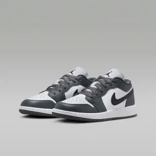 【NIKE 耐吉】運動鞋 休閒鞋 女鞋 中大童 男鞋 AIR JORDAN 1 LOW GS AJ1 喬丹 白 黑 鐵灰 緩震(553560152)