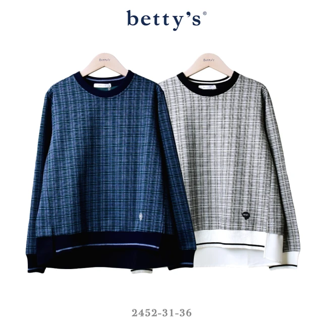 betty’s 貝蒂思 知性格紋羅紋拼接上衣(共二色)