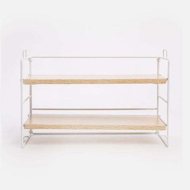 【特力屋】簡約白 雙層桌面置物架 38.7x17.5x24.7公分