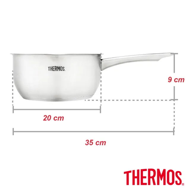 【THERMOS 膳魔師】不鏽鋼直柄牛奶鍋湯鍋18cm(MLK-S18)