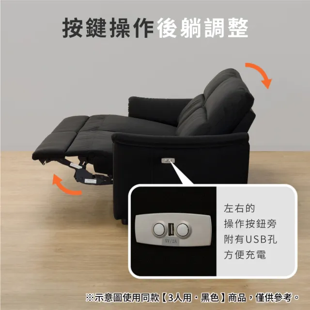 【NITORI 宜得利家居】◎耐磨合成皮革3人用電動沙發 KK6133 N-SHIELD PU BK(耐磨)
