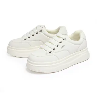 【DIANA】雲朵澎澎拼接綁帶厚底休閒鞋(白色)