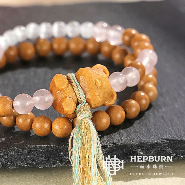 【赫本珠寶】熊桃歡心貓眼粉水晶雙圈手鍊