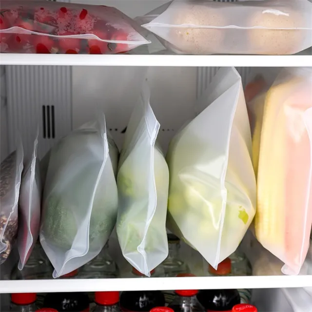 【Dagebeno荷生活】加厚EVA材質冰箱食物保鮮袋 防串味密封食材分裝夾鏈袋(中號2入)
