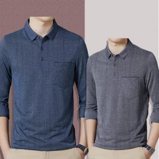【Billgo】*現貨*暗格紋口袋長袖POLO衫-3色 M~3XL碼 紳士秋冬男上衣翻領T(時尚、質感、秋季)