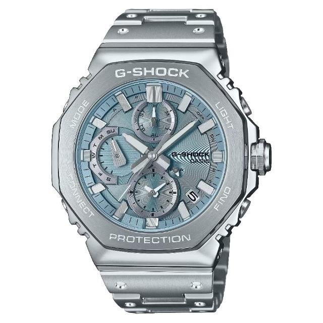 【CASIO 卡西歐】八角形全金屬藍牙計時指針錶 藍面 46.3mm(GMC-B2100AD-2A)