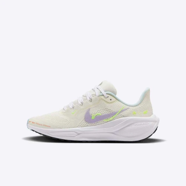 NIKE 耐吉 Air Zoom Pegasus 41 GS 大童 慢跑鞋 緩衝 透氣 米 紫(HQ3468-151)