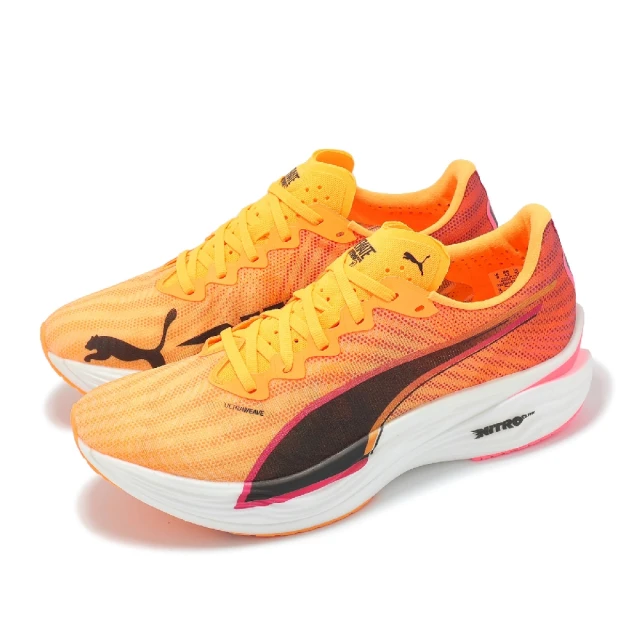 PUMA 競速跑鞋 Deviate Nitro Elite 3 男鞋 橘黃 黑 輕量 氮氣中底 碳板 運動鞋(310554-01)