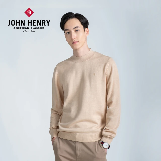 JOHN HENRY 經典長袖針織衫-米色