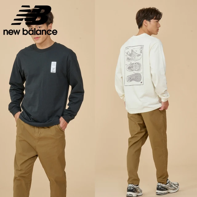 NEW BALANCE NB 圖案長袖上衣_男性_黑/米白色_MT43550BK_MT43550SST(美版 版型偏大)