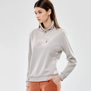 【PING】女款束下襬蓄熱保暖抽繩高領長袖上衣-卡其(吸濕排汗/GOLF/高爾夫球衫/RA24221-75)