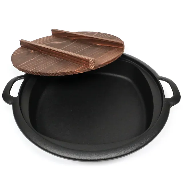 福介商店 南部鐵器 日本鑄鐵鍋 IWACHU 岩鑄 壽喜燒兼用餃子鍋 24cm IH 平底 雙耳 煎餃 壽喜燒